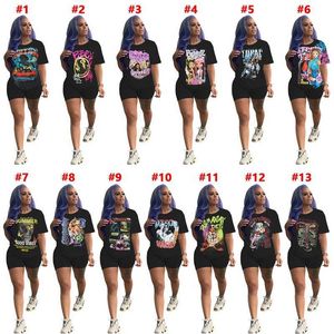 Designer 2023 Femmes Survêtements Noir Vêtements Deux Pièces Ensemble De Mode Motif Imprimé À Manches Courtes T-shirt Shorts Sportwear