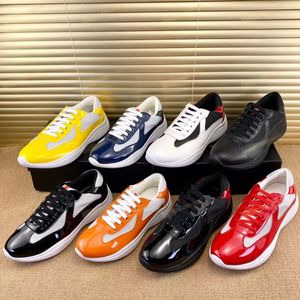 Designer America S Cup Hommes Casual Runner Chaussures De Sport Baskets Basses Chaussures Hommes Semelle En Caoutchouc Tissu En Cuir Verni En Gros Discount Formateur