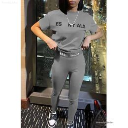 Designer 2024 Essentialshoodie Silm Pantalon Costume Femmes Deux Pièces Jogger Ensemble Nouvelles Lettres Imprimées À Manches Courtes Sexy Collants De Mode Essentialshoodie blondewig 9062