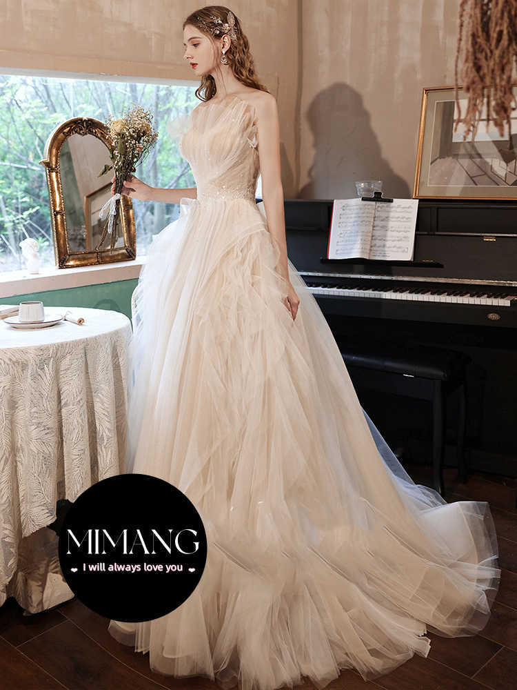 Designer 2024 New French Certificate Collection Forester strapless Light Wedding Dress Bridal Floor