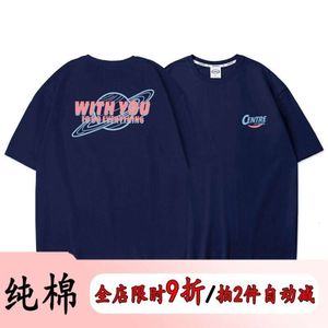 Diseñador 2024 SS Pareja Pure Cotton Women's Versátil Instagram Super Hot Trend Summer Vestido de verano Camisetas de manga corta Estilo de la Academia