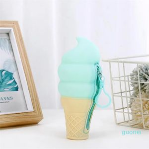 Diseñador 20 piezas monederos mujeres silicona helado en forma de billetera larga llavero color de mezcla