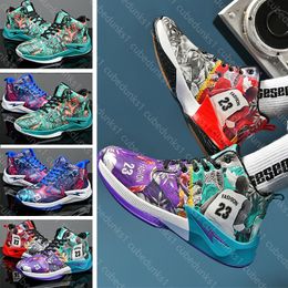 Diseñador 23 zapatos de baloncesto Anime Basketball Expert Dibujos de cuero de graffiti estudiante de moda zapatos deportivos al aire libre zapatos de entrenamiento deportivo 37-45