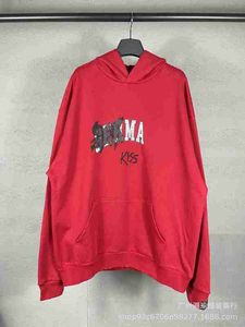Diseñador 23SS Edición correcta B Familia KISS Imprimir Burnt Out Old High Street Fashion Suéter suelto con capucha para hombres y mujeres 790P