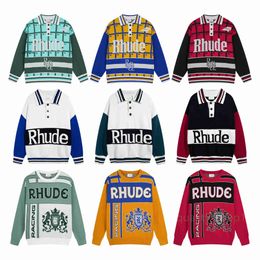 Designer 23SS Man Truien Rhude Jumpers Mode Luxe Gebreide Wollen Trui Heren Casual Pullover Lange Mouwen Loose Fit Dames Winter Sweatshirts