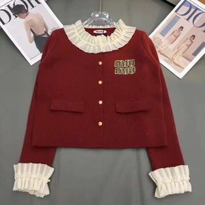 Designer 24 automne/hiver nouveau Design de Niche marque à la mode dentelle lettre col rond Cardigan tricoté pull veste