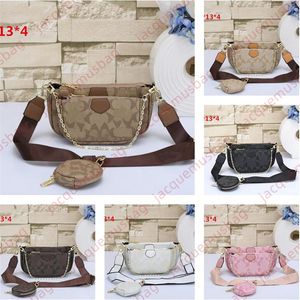 Designer 3-PC Sac COA Femmes MULTI POCHETTE ACCESSOIRES Sacs à bandoulière Sacs à bandoulière Chaîne en cuir de luxe Portefeuille d'embrayage Hobo Sacs à main Mode Dames Messenger Pochette