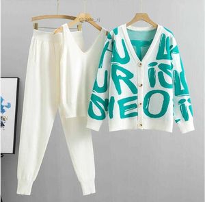 Designer 3 pièces Femme Cardigan Tracksuits mode Panque en tricot Set Set Ladies Pull Suit Européen mode