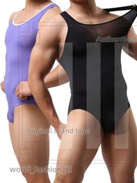 Designer 4 kleuren sexy mannen mouwloos turnpak rekbaar mannelijk shapewear uit één stuk zacht onderkleding worstelen singlet bodywear mode zwempak 106
