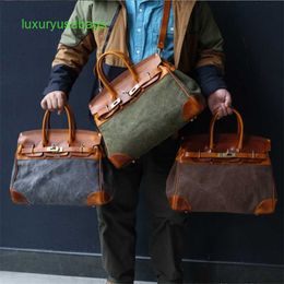 Designer 40 50 sacs authentique voyage en cuir grand sac en platine moyen 38 cm poids lourd amekaki artisanale à la main