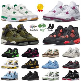 Hommes Jumpman 4 Chaussures de basket-ball 4s Designer Femmes Black Cat Cactus Jack Rose Thunder Pine Green UNC Psgs Bred OG Snekers