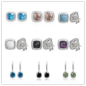 Designer 50% de réduction DY Boucles d'oreilles à la mode pour femmes élégantes incrustées carré noir Cystal Zircon câble fil torsadé bijoux classiques cadeaux de fiançailles de mariage bijoux