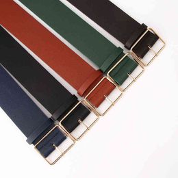 Designer 5 cm large ceinture pour femmes noir marine cuir taille ceintures femme luxe or boucle Jean robes ceinture mode dames G220301