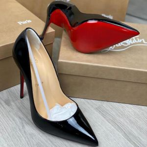 Designer Femmes Chaussures à talons hauts Red Bottoms brillants 8 cm 10cm 12cm talons minces Noir Patent Nude en cuir Pompes avec sac à poussière 34-44