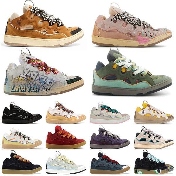 Designer 90s Curb Baskets Chaussures Lanvinics Lanvinlities Cuir Skate Low Top Baskets Hommes Femmes À Lacets En Caoutchouc Nappa Extraordinaire Plate-Forme Plate Scarpe Schuhe