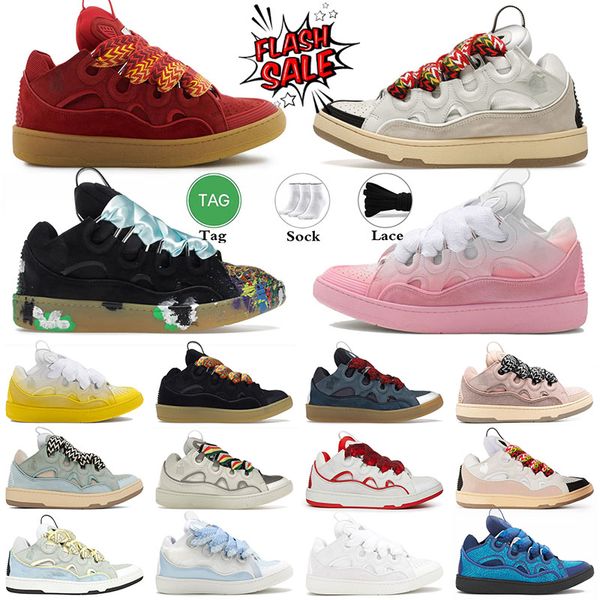 Designer des années 90 chaussures extraordinaires sneaker en cuir gaufré baskets Curb hommes femmes chaussures en caoutchouc Lanvinlities plate-forme scarpe schuhe Chaussures Lace-up Lanvinics