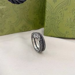 Designer anelli in argento 925 doppia G classico anello coppia Spirit Snake vintage fare vecchia bocca chiusa incisa da uomo prepotente