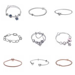 Diseñador 925 Conjunto de pulsera de flores románticas de plata Cadena de historia para mujer Diseñador de joyería de lujo creativo para mujeres Sparkling Star River Exquisitas pulseras de marca