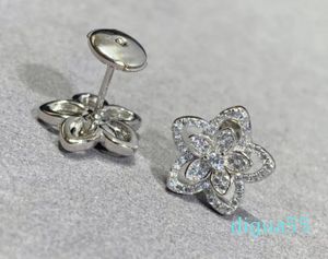 Designer 925 sterling zilveren bloemkristallen oorknopjes voor dames