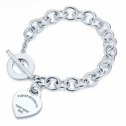 Designer 925 STERLING Silver T Famille Peach Heart Pendant Chaîne épaisse du collier Collier Colliers en forme de cœur