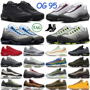 Designer 95 OG Chaussures de course Maxs Max Hommes Dark Army Greedy Chaussures 95s Neon Solar Red Triple Noir Blanc Réfléchissant Volt Jour de la Terre Bleu Marine Grape Baskets