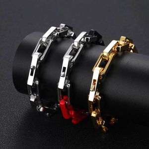 Designer 9mm en acier inoxydable carré verrouillage chaîne en bambou titane acier marée personnalisé hommes et femmes Bracelets bijoux