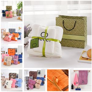 Designer A Set Pur Coton Serviette Avec Emballage Cadeau Luxurys Designers Serviettes De Visage Et Serviette De Bain Lavage Doux Accueil Débarbouillettes Absorbantes Cadeaux