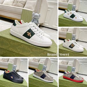 Diseñador ACE Classic Styling Casual Shoes Mujeres Mujeres Sneakers de alta calidad Bee Cuero bordado Chaussures White Black Entrenadores Tamaño 35-45
