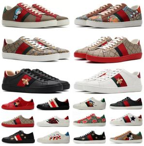 Designer Ace Sneakers Casual Bee Chaussures Italie Serpent Cuir Brodé Noir Hommes Femmes Tiger Chaussures Interlocking Blanc Noir Baskets De Sport