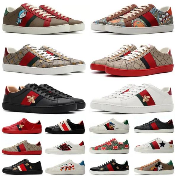 Diseñador Ace zapatillas de deporte zapatos de abeja casual Italia cuero de serpiente bordado negro hombres mujeres tigre chaussures entrelazados blanco negro entrenadores deportivos