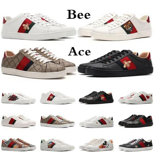 Designer Ace Sneakers en cuir bas hommes femmes chaussures abeille serpent broderie rayures Vintage chaussures décontractées 35-46