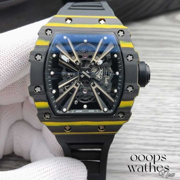Designer actif tourbillonmechanical watch masque entièrement automatique équipement de la technologie noire tendance décontractée en forme de seau en forme de cadran en plein air montre