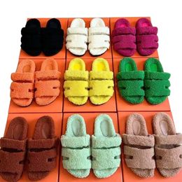 Pantoufles de fourrure de luxe diapositives de laine de concepteur femmes sandales pour hommes hiver chaud australie chaussures de maison mules décontractées DESIGNERORIGINAL004
