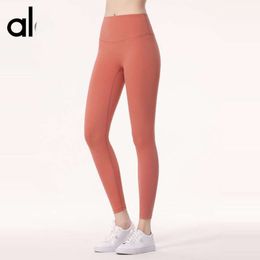 aloyoga vrouw leggings mujeres Designer Al Yoga Legging Zomer Hoge Taille Heup Lifting Geen Sporen Naakt Broek Lulu Aloyoga Nieuw Geen Schaamte Draad Dubbelzijdige Borstel