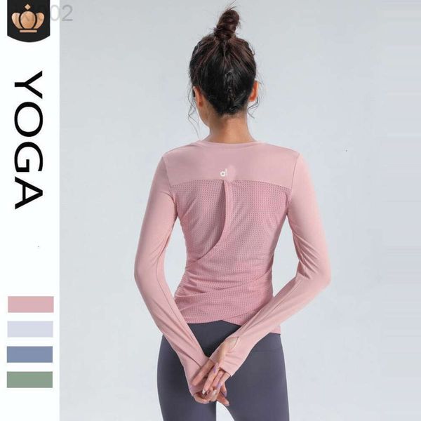 Designer Al Yoga Legging été taille haute hanche levage sans trace pantalon nu Aloyoga à manches longues femmes dos séchage rapide sport serré haut respirant professionnel3