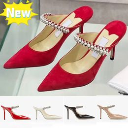 Femmes Chaussures Habillées Talons Designer Bing 65mm Mule À Talons De Luxe Londres Talons Hauts Femmes Cristal Strap Pompes Lady Patent Suede Talon Sandales Chaussures De Mariage Sandale