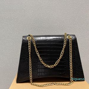 Designer Alligator Crossbody Bag Chaîne Coulissante Sacs À Bandoulière Bourse Arc Bottom Femmes Sacs À Main En Cuir Véritable Grande Capacité Aisselle Sacs À Main 36cm