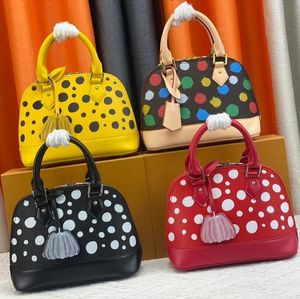 Designer Almas BB Sac Shell Fourre-Tout Sacs Femmes Sacs À Main Bandoulière Sacs À Bandoulière Petit Sac À Main En Cuir De Vachette Épi Grainé Infinity Dots Imprimer Citrouille Argent Matériel