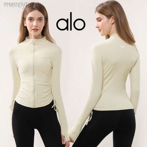 Designer Aloo Jacket Yoga Suit Herfst en Winter Slim Fit Mode Slanke Lange Mouw Staande Hals Running Rits Fitness Top Sportjas Dames