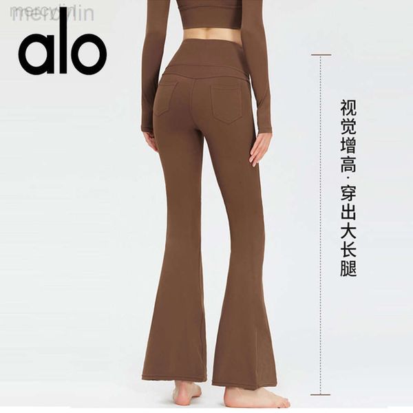 Designer Aloo Yoga à manches longues Nouveaux pantalons de yoga Femmes nues Peach Hip Lifting Sports Fitness Pantalons Slim Fit et Slim Speaker Yoga Pants