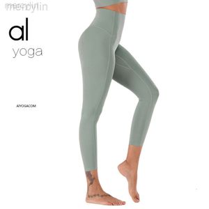 Les nouveaux pantalons de yoga sans embarras du créateur Aloo à manches longues sont doux pour la peau et Nude Fitness, taille haute, serrés, pantalons de levage de fesses pêche