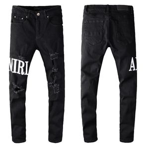 Designer Am Jeans Mens Denim Pantalons de broderie de mode Trousser Us Taille 28-40 Hip Hop Trafle de fermeture à glissière en détresse pour mâle 2024 Top Sell 6352