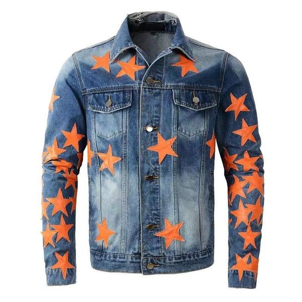 Diseñador am chaqueta para hombre bomber jean chaquetas causales sudaderas con capucha de moda denim jeans abrigos caridigan pritned otoño patineta manga larga rasgado denim abrigo azul