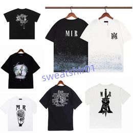 Designer Amaris Heren T-shirt Limited Edition Koppels Tees Street Wear Modemerk Shirt Splash-inkt Letterprint Amirs Korte Mouw Casual Losse Heren Tees