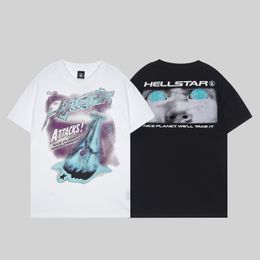 Designer Marque américaine Hellstar Mens T-shirt Femme T-shirt Lâche Grande taille Street Youth Top Qualité Manches courtes Alien Art Imprimer Lettre Hellstar Chemise Hip-Hop Top S-3XL