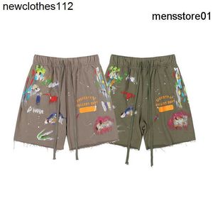 Ontwerper Amerikaans modemerk Galery Dept Splash Cotton Terry Shorts Fat Guy Drawing Rechte broek