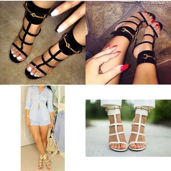 Designer American Style Hot Style Gold Ankle Wrap Robe de Femme Sandales à talons hauts Summer Summer Open Toe Pump Shoes à lacets STILetto Talons S Qualité d'origine