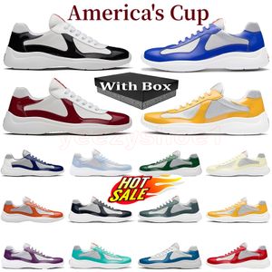 Designer Americas Cup Chaussure décontractée pour hommes coureurs femmes Sports Chaussures basses basses basses Chaussures Chaussures Hommes Rubber Sole Tissu Patent Cuir en gros Traineur Taille 36-46