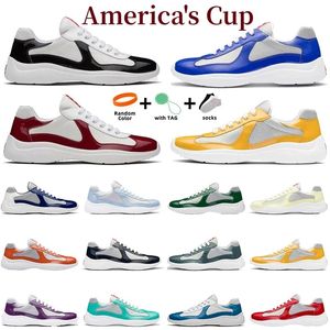 Designer Americas Cup Heren Casual schoenen Runner Women Sportschoenen Low Top Sneakers Schoenen Men Men Rubber Sole Fabric Leer Groothandel korting Trainer