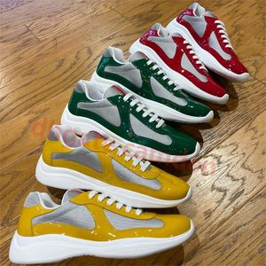 Designer Americas Cup Shoes Sneakers Top Yellow Patent Leather Flat Trainers Zwart Wit Mesh Ademend Nylon Casual Outdoor Walking